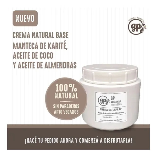 Crema Base Karité Y Aceites, Natural (sin Parabenos) X500 Gr