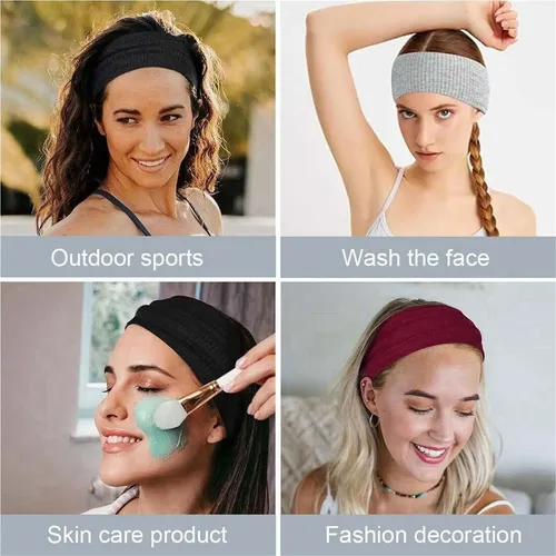 ..3 Piezas Diadema Elástica Algodón, Cintas Pelo Yoga Mk S..