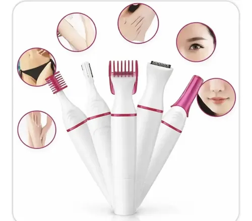Depiladora Afeitadora Mujer 5 En 1 Facial Corporal Sin Dolor Blanco