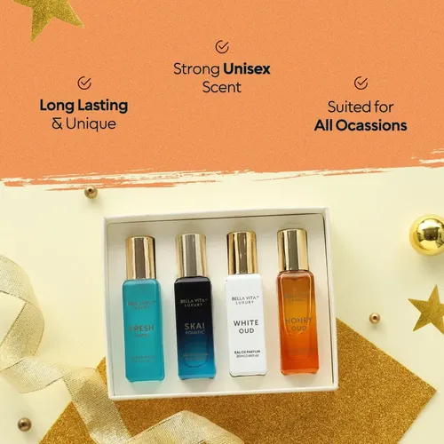 Set de Perfumes Bellavita Luxury para Hombre y Mujer – Cuatro Fragancias Exquisitas de 20 mL