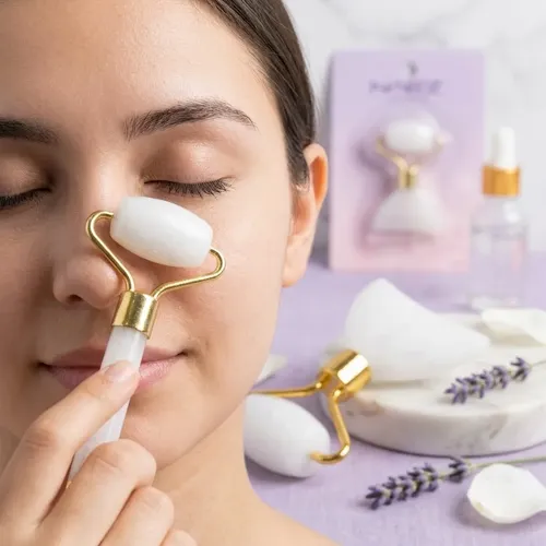 Mini Rodillo Y Guasha Facial Corporal Naez Masajeador 2 En 1