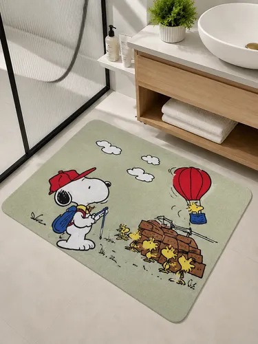 Alfombra Mat Goma C/ Felpa Antideslizante Snoopy 40 X 60 Cm