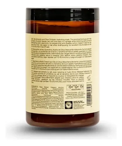 Mascarilla Capilar Linange 1000 Ml De Leche, Queratina Y Ace