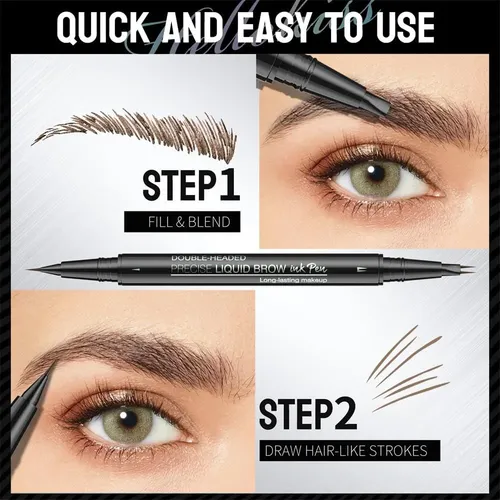 Lápiz De Cejas Doble Punta Impermeable Qh Marrón Oscuro