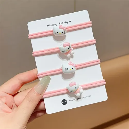 4 Coleteros Hello Kitty De Alta Elasticidad, Regalo Para Mej Juego De 4 Piezas Hello Kitty