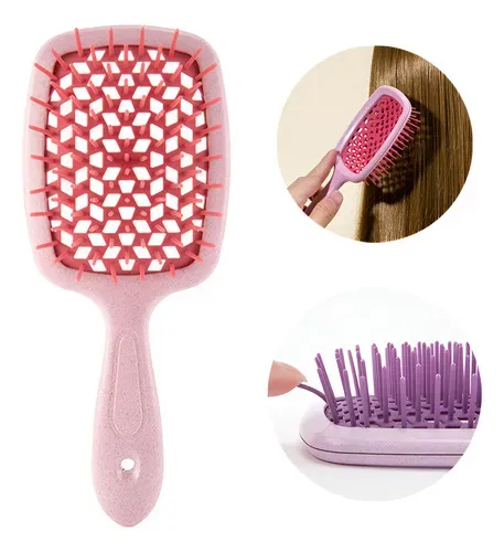 Cepillo Pulidor Anti Frizz Para Peinar Y Desenredar Verde Verde