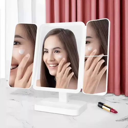 Espejo Maquillaje 3 Modos D Luz Aumento 1x/2x/3x Recargable