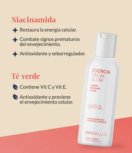 Esencia Facial Biobellus Glow Niacinamida Y Te Verde 125 Ml