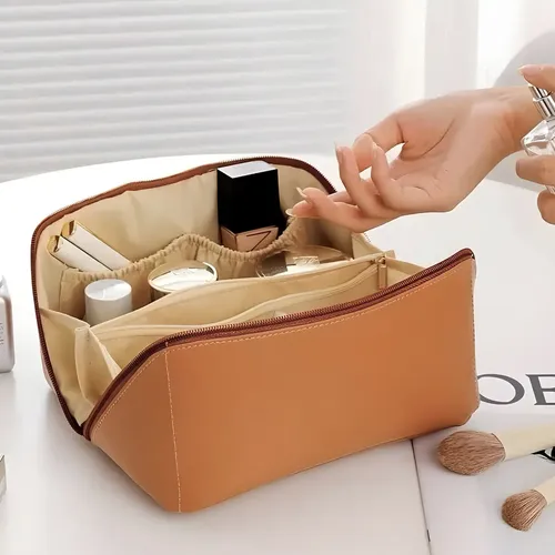 Neceser Porta Maquillaje Eco Cuero Marrón Lookmy | Porta Cosméticos Moscú De Lookmy | Neceser de viaje o baño