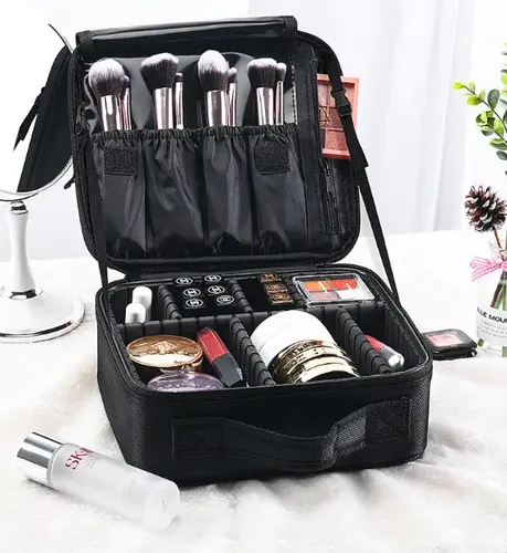/ Organizador De Maquillaje Negro Con Compartimentos – –