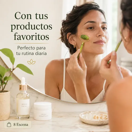 Kit Roller Jade Y Gua Sha Verde Masaje Facial Relajante