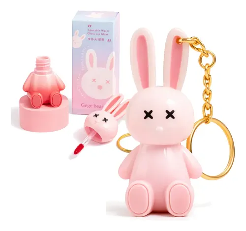Lip Gloss Conejo Con Llavero Gege Bear Brillo Labial