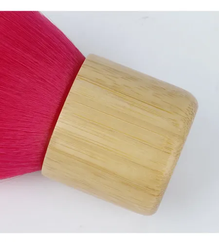 1 Brocha Para Polvos Sueltos Pelo Rojo Mango Bambú