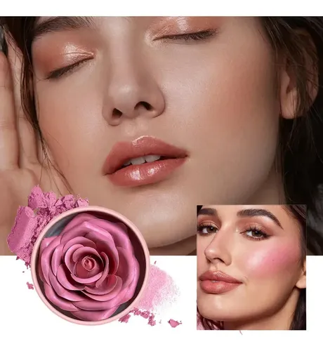 Flower Blush Rubor 3d Con Pétalos De Rosa Polvo Compacto 3.5 Tono Del Maquillaje 02