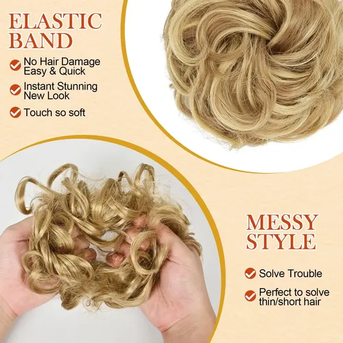 Moño De Pelo Wig Aosyax Messy, 2 Unidades, Rizado Sintético
