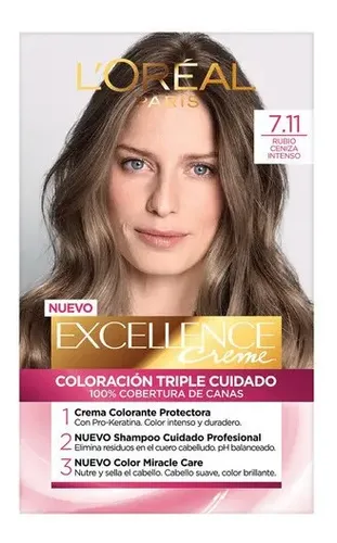 Kit Tintura L’Oréal Paris Excellence Tono 7.11 Rubio Ceniza