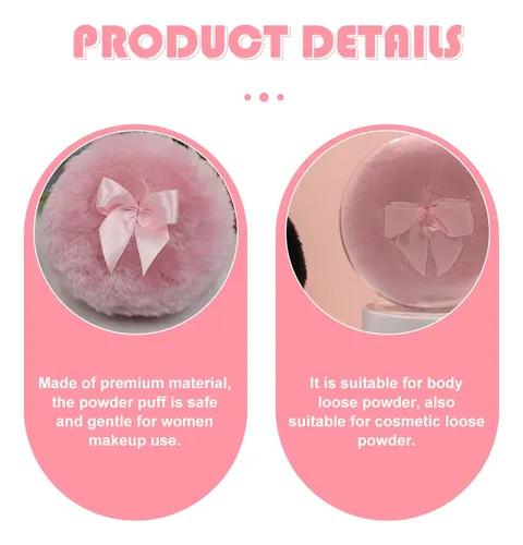 Polvo Corporal Puff Pink Bowknot Powder Fluffy Powder, Bhjh