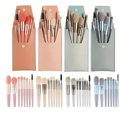 Set De Brochas De Maquillaje Con Funda Portátil,;