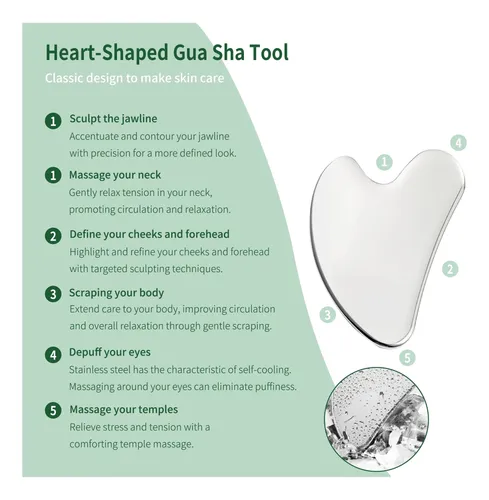 Set De Herramientas Faciales Gua Sha Lemeeoly De Acero Inoxi