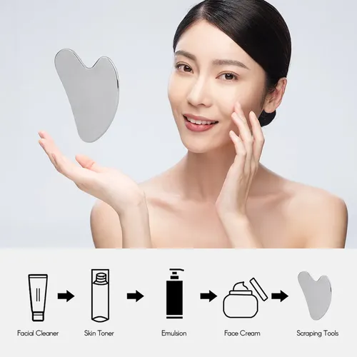 F Set Rodillos Gua Sha Y Face Acero Inoxidable: Terapia B