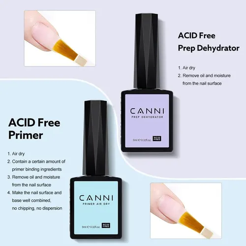 Set Deshidratante Y Primer Para Uñas Canni 2u 9 Ml