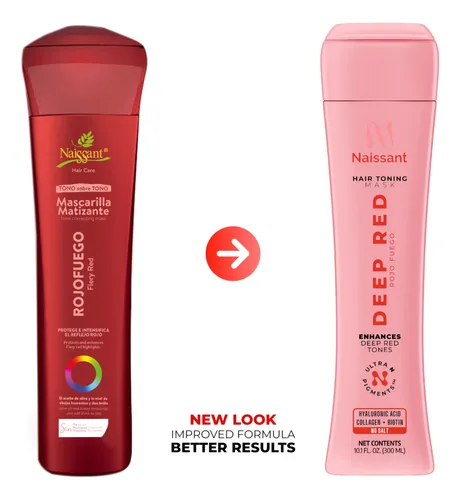 Mascarilla Tonificante Para Cabello Rojo Oscuro Naissant 10.