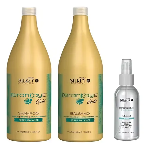 Shampoo + Balsamo kerankay gold 1480ml y oleo platinum silkey