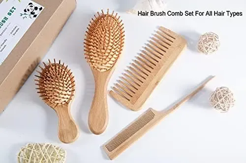 [ Juego De Peines Y Cepillos For El Cabello De Bambú, *