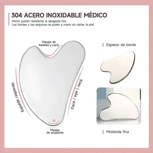 3 Masajeadores Faciales Y Corporales Gua Sha Acero Inoxidabl