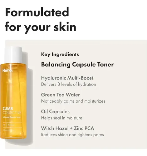 Tónico Hero Cosmetics The Clear Collective con Ácido Hialurónico, para Todo Tipo de Piel