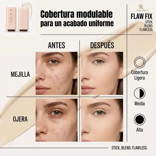 Debby Rose Flaw Fix Solid Concealer Corrector En Barra Tono Blanco
