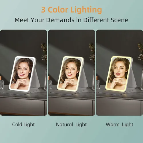 Espejo De Maquillaje Recargable De Viaje Iluminado Con Pu Le