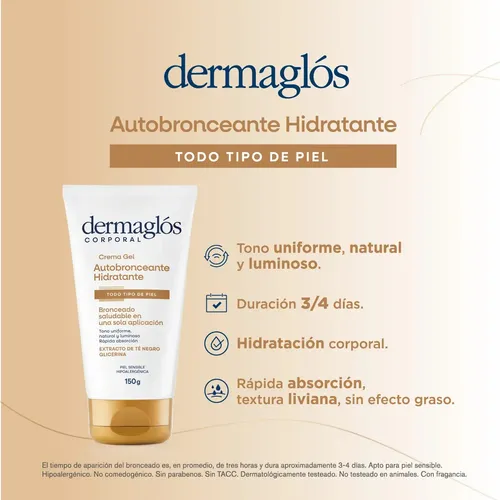 Dermaglós Corporal Autobronceante Crema Gel Hidratante