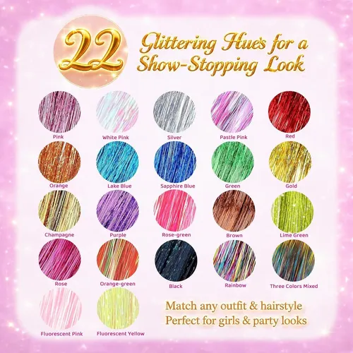 Kit De Purpurina Para Cabello 22 Colores Rootoo 48” Con