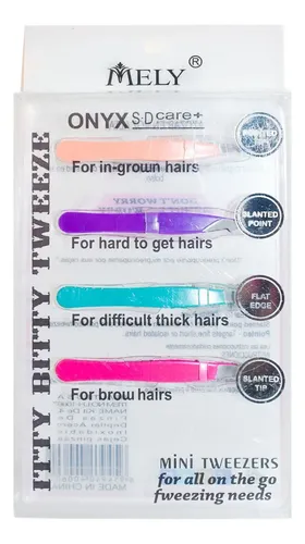 Set X4 Pinzas Mini P/depilar Cejas Profesional Vello Mely Color 4 Colores Pinza P/ Depilar