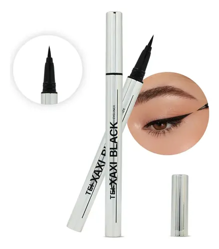 Delineador En Fibra Waterproof Xaxi Black Tei Negro Mate