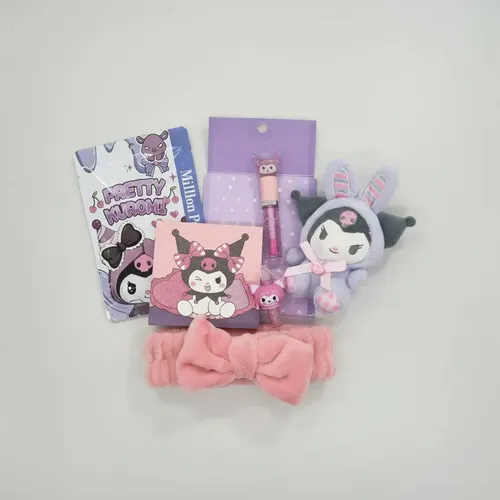 Kit De Maquillaje Kuromi Sombras Peluche Vincha Lipgloss