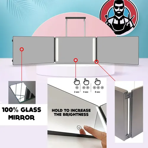 Espejo 360 Para Cortes De Pelo Para Hombre Con Luz, Espejo D