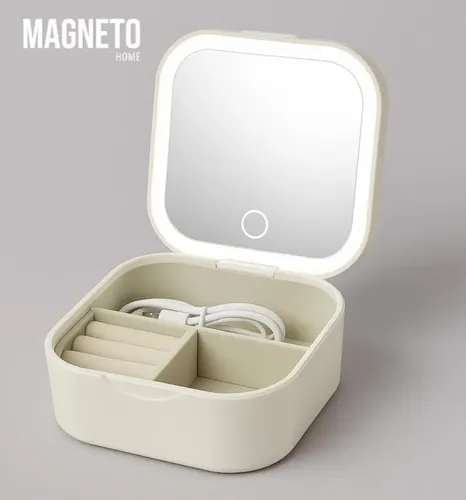 Organizador De Maquillaje Alhajero Con Espejo Y Luz