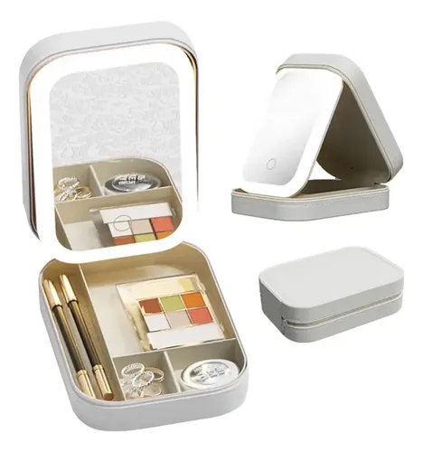 Espejo Luz Led Maquillaje Porta Cosmeticos Recargable Touch