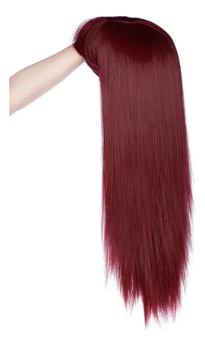 Peluca De Pelo Largo Y Liso Para Mujer, Color Rojo C11
