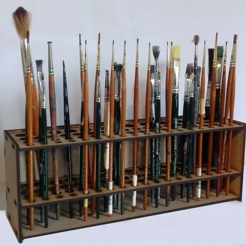 Soporte Para Pinceles De Madera Con 67 Agujeros, Soporte De