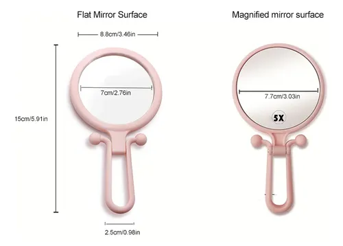 Espejo De Mano Portátil Para Maquillaje Con Luz De Aumento D