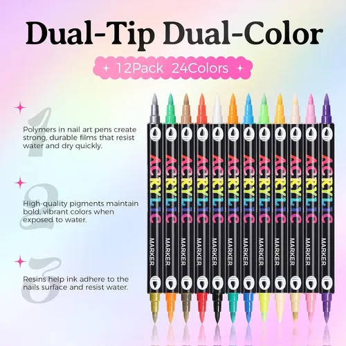 Set 24 Marcadores Uñas Colores Secado Rápido Diy