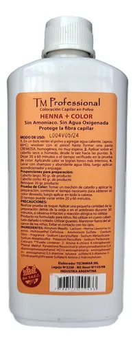 Henna + Color Tm Professional Tintura Capilar En Polvo X90gr Tono 7.43 Rubio Cobrizo Dorado