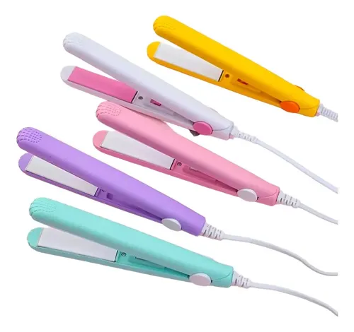 Planchita Mini Para Flequillo Pelo Para Cartera Viaje Estuch Color Celeste