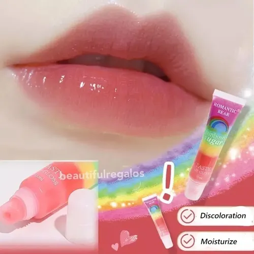 Lip Gloss Labial Bálsamo Arcoiris Brillo De Labios Azúcar