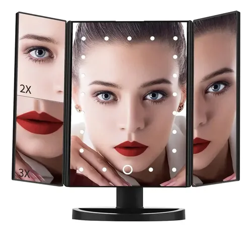 Espejo Led Triple Maquillaje Belleza Con Aumentos 241344