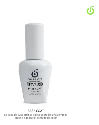 Base Coat Esmaltes Permanentes Uñas Manicure Cherimoya 15ml