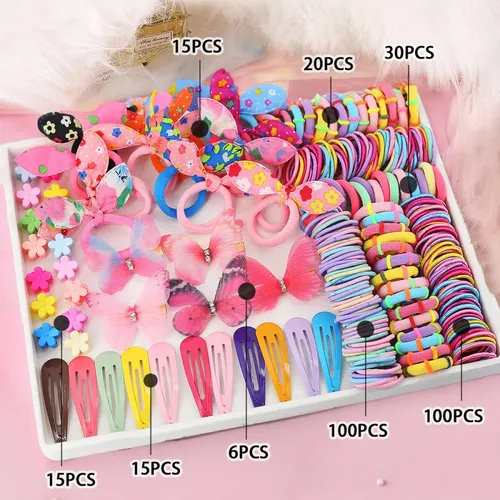 * Set 895 Accesorios For El Cabello Con Ligas Y Broches *
